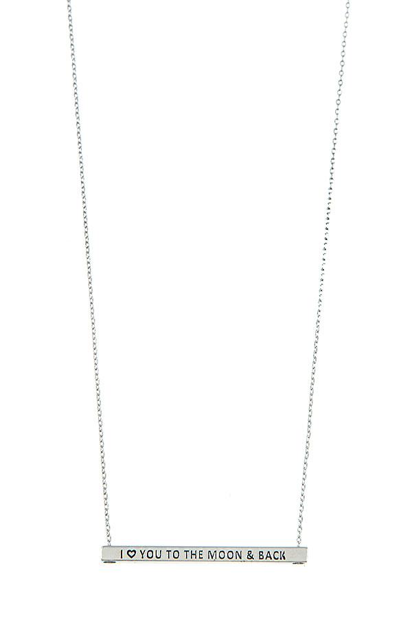 I Love You To The Moon And Back Bar Necklace