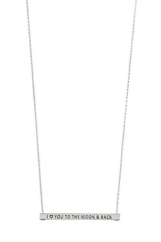 I Love You To The Moon And Back Bar Necklace