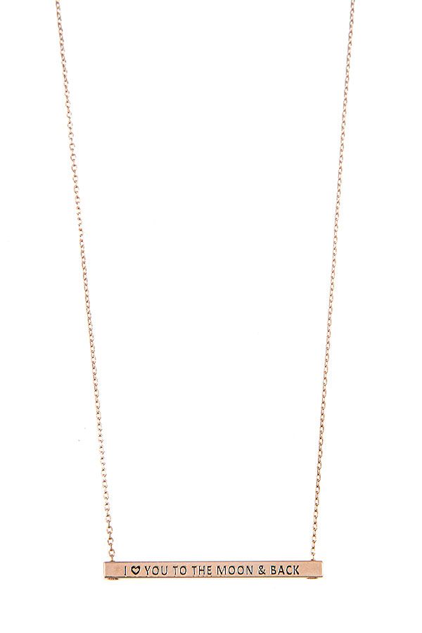 I Love You To The Moon And Back Bar Necklace