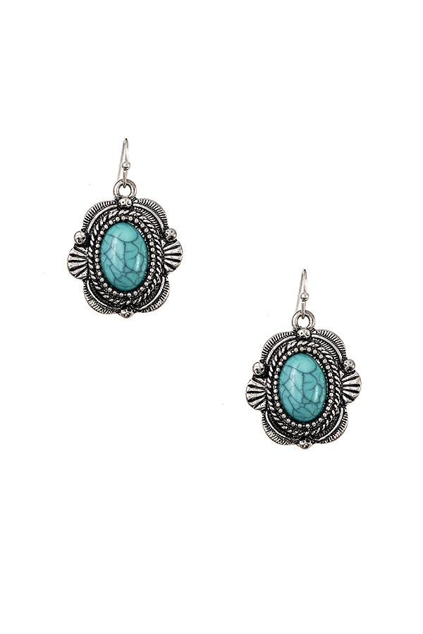 Faux Gem Framed Dangle Earring