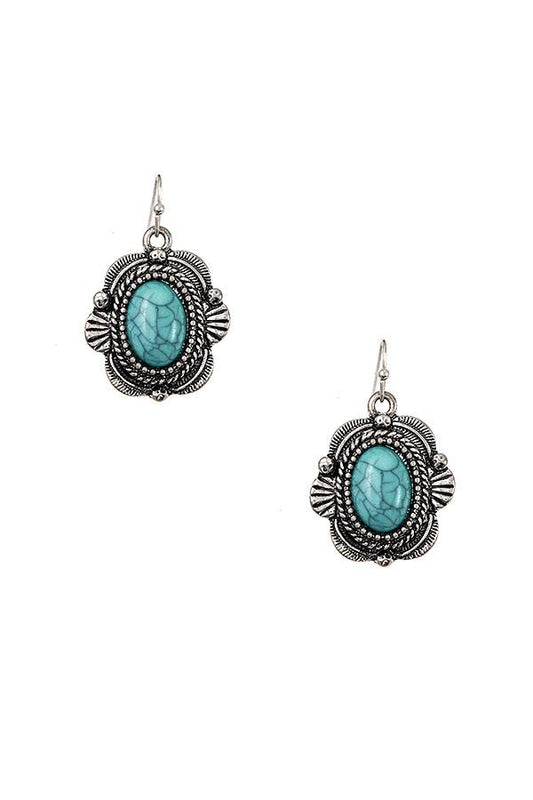 Faux Gem Framed Dangle Earring