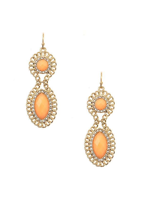Double Drop Framed Gem Earring