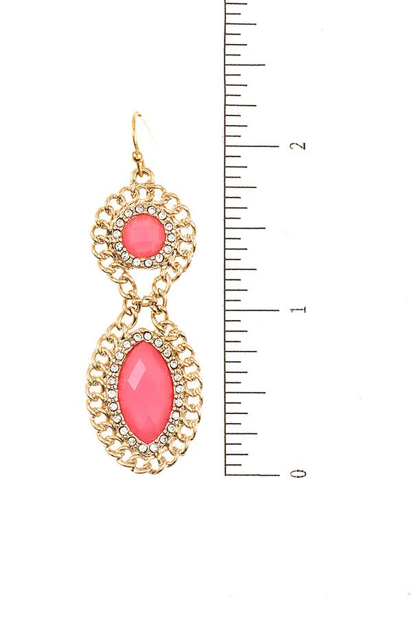 Double Drop Framed Gem Earring