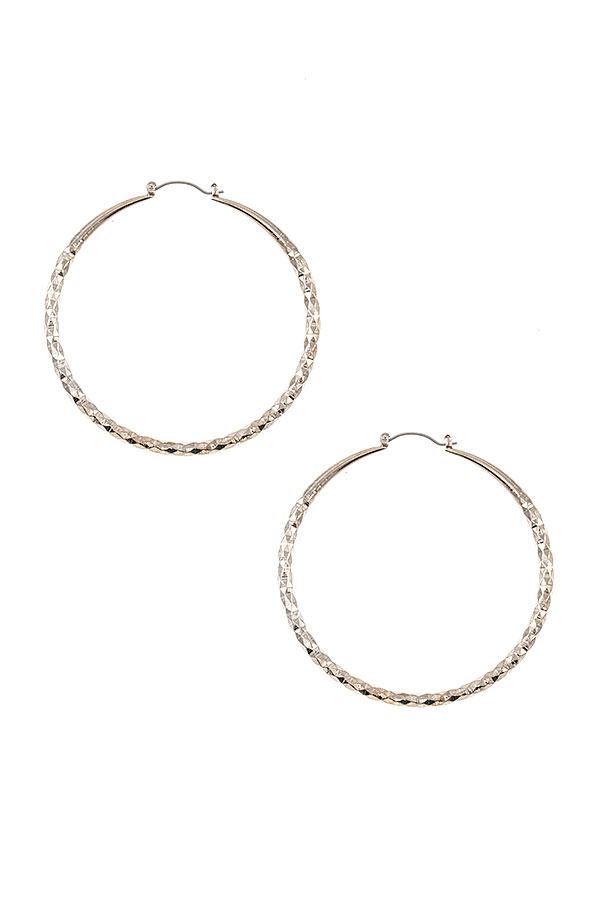 Diamond Textured Hoop Earring