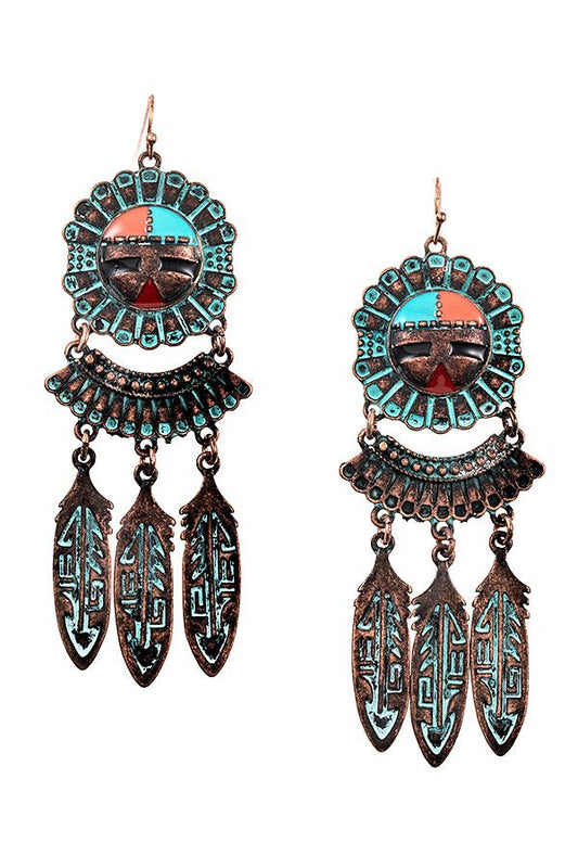 Tribal Etched Dangle Earring