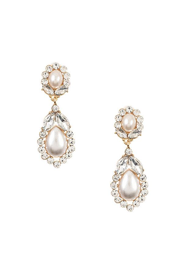 Crystal Gem Dangle Clip On Earring