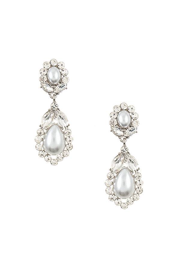 Crystal Gem Dangle Clip On Earring