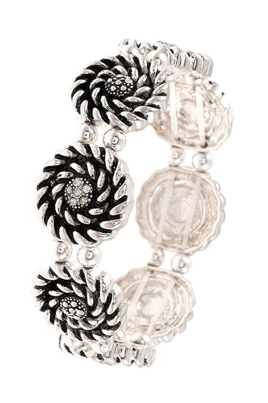 Etched Swirl Circle Link Bracelet