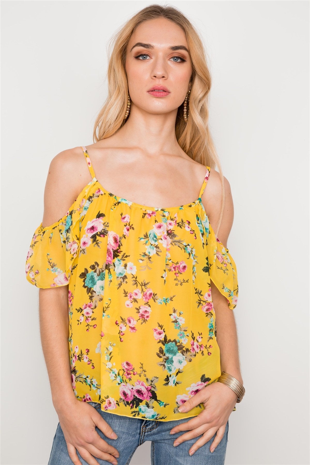 Floral Print Sheer Chiffon Cami Boho Top