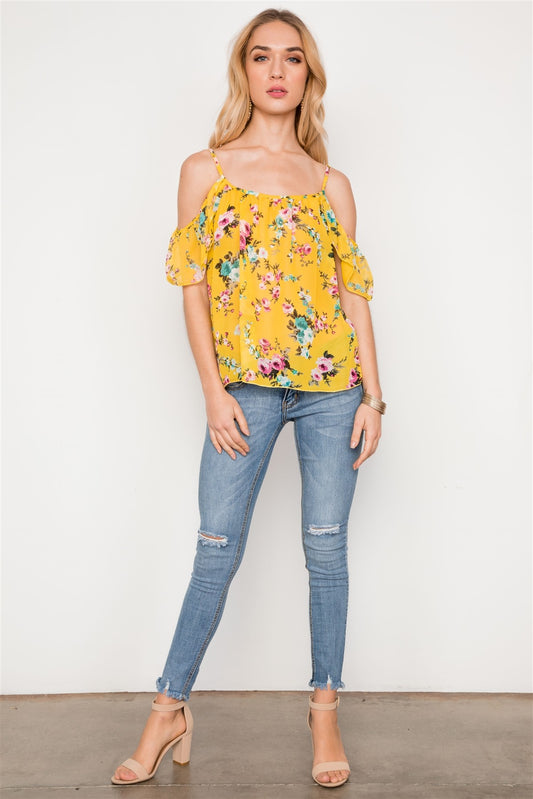 Floral Print Sheer Chiffon Cami Boho Top