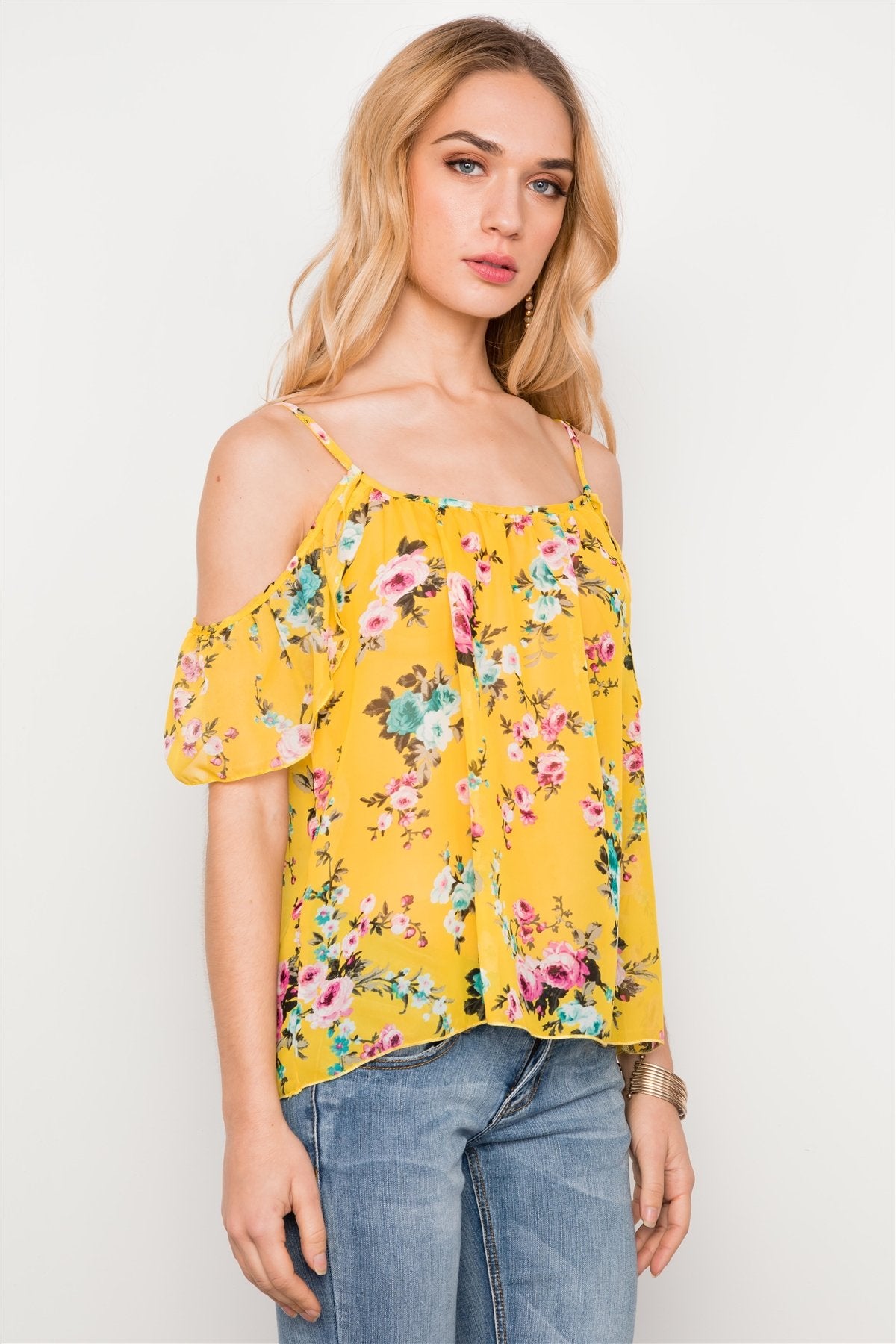 Floral Print Sheer Chiffon Cami Boho Top
