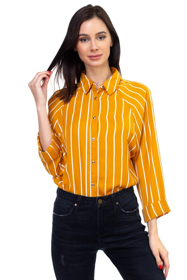 Stripe Snap Button Down Shirt