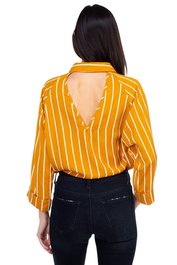 Stripe Snap Button Down Shirt