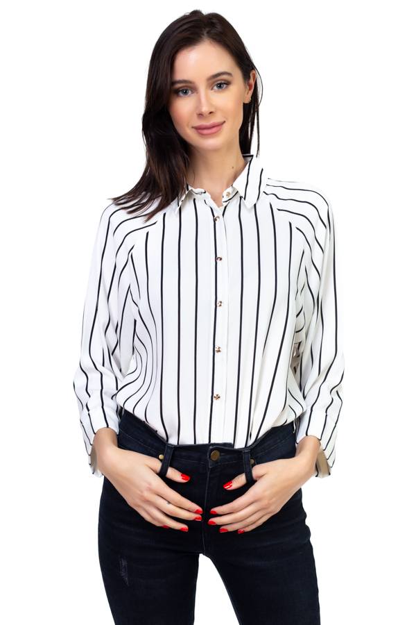 Stripe Snap Button Down Shirt