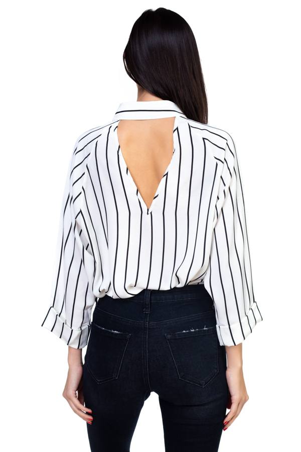 Stripe Snap Button Down Shirt