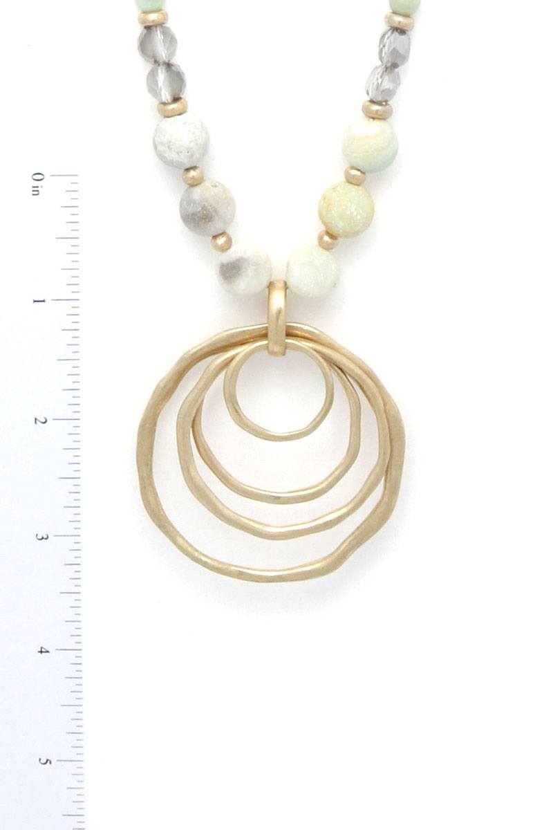 Hammered Circle Beaded Necklace