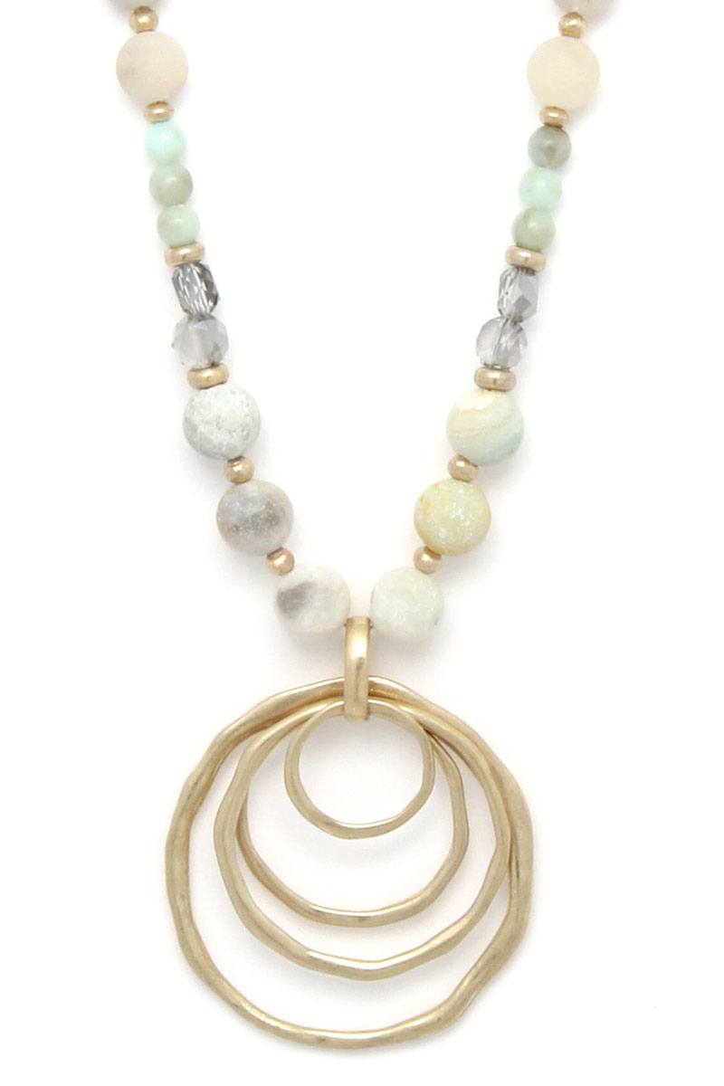 Hammered Circle Beaded Necklace