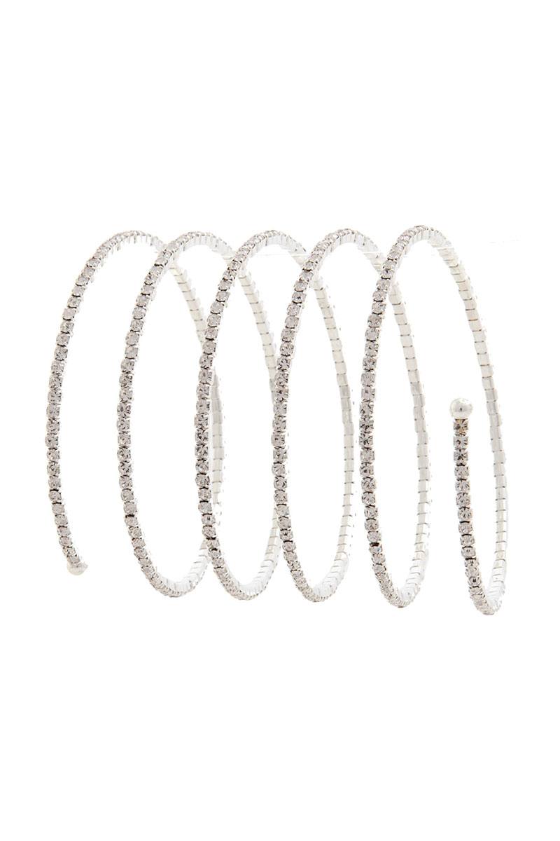 Spiral Pave Lined Rhinestone Ball Ended Bracelet