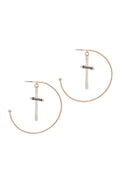"blessed" Cross Dangle Open Hoop Earring