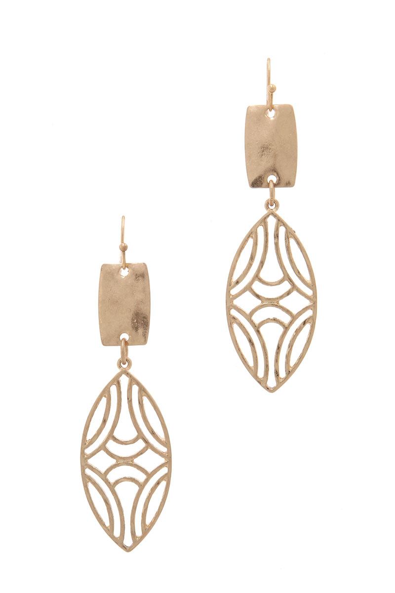 Pointed Oval Shape Post Drop Earring