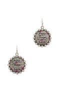 "faith Hope Love" Rhinestone Circle Drop Earring