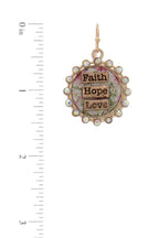 "faith Hope Love" Rhinestone Circle Drop Earring
