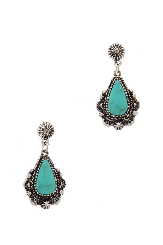 Rustic Teardrop Shape Post Drop Earring