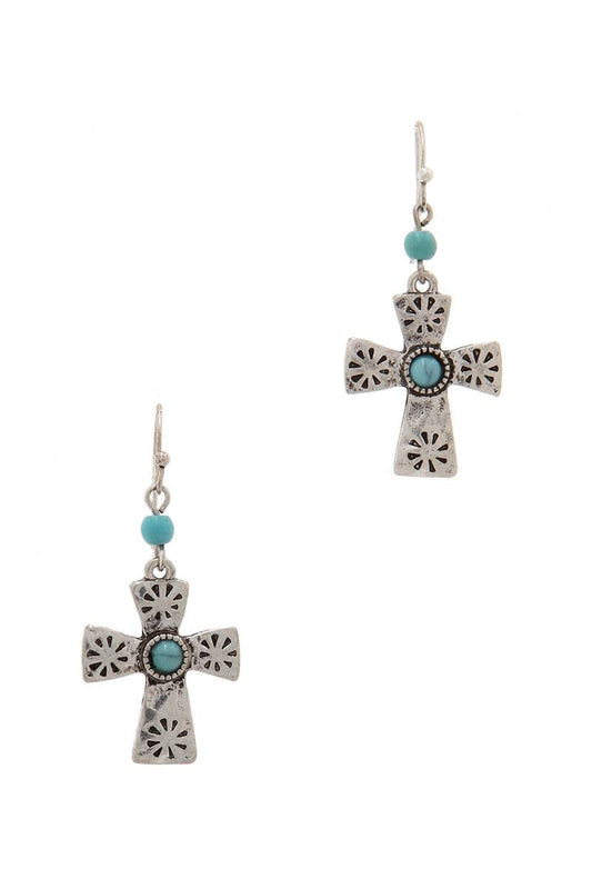 Filigree Cross Drop Earring