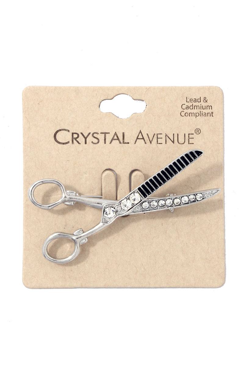 Rhinestone Scissors Brooch