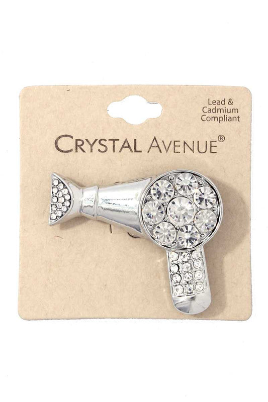 Rhinestone Blow Dryer Brooch