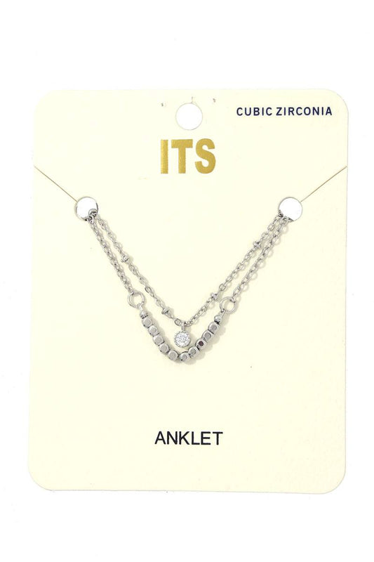 Rhinestone Metal Bead Anklet