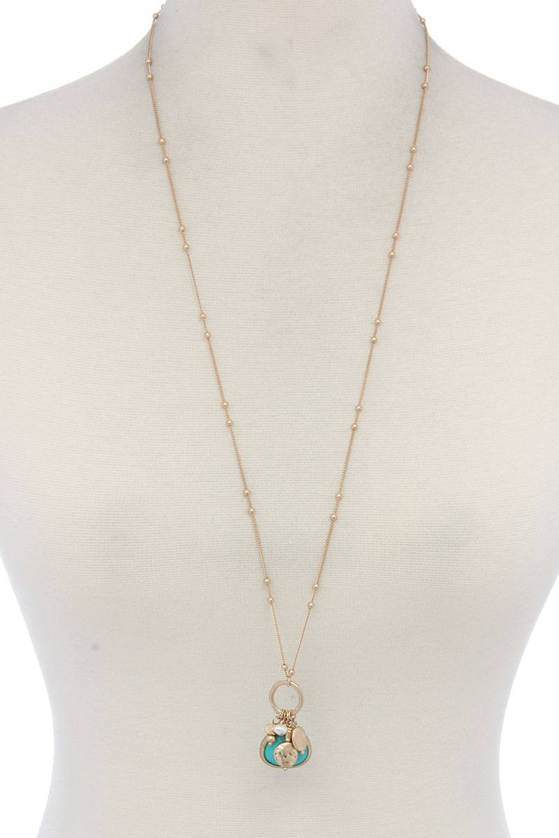 Faux Stone Dangle Pendant Necklace