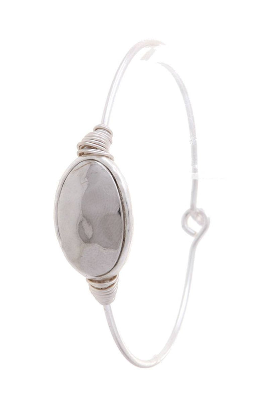 Hammered Oval Shape Metal Hook Bracelet