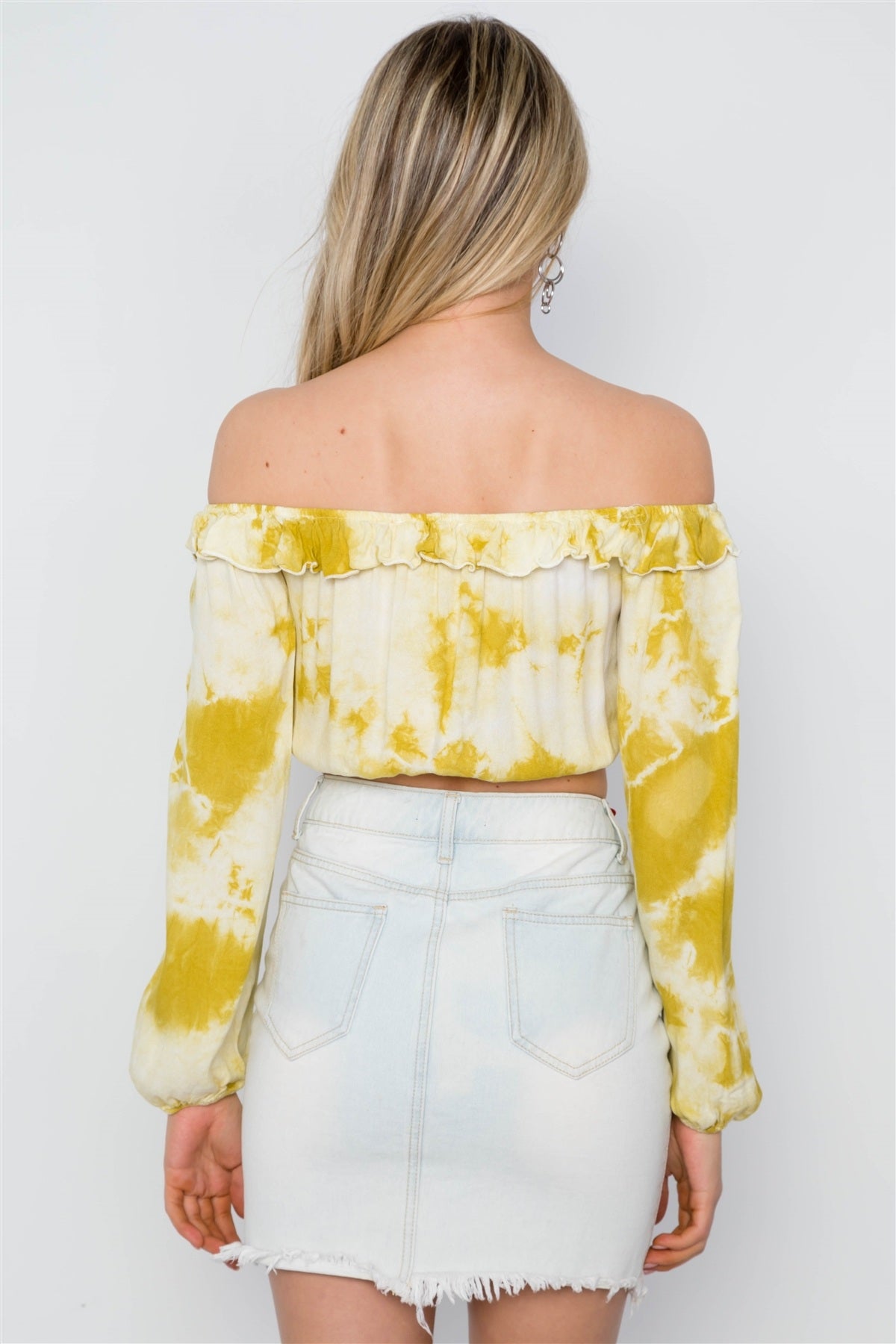 Tie Dye Off The Shoulder Long Sleeve Top