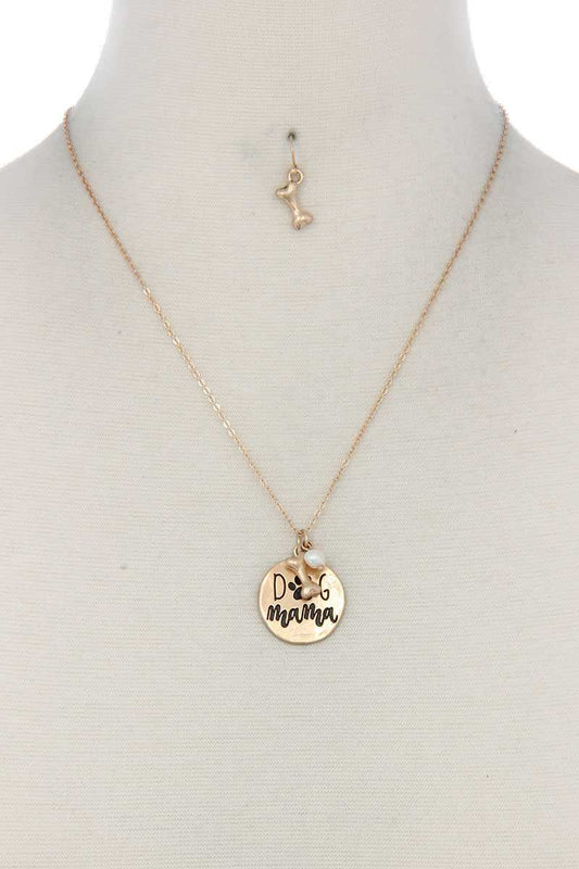 Dog Mom Circle Metal Necklace