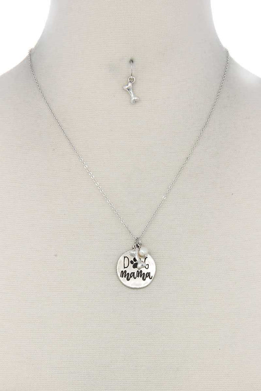Dog Mom Circle Metal Necklace