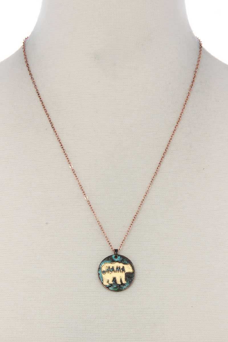 Mama Bear Circle Pendant Necklace