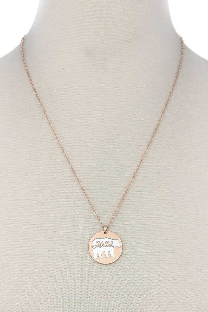 Mama Bear Circle Pendant Necklace