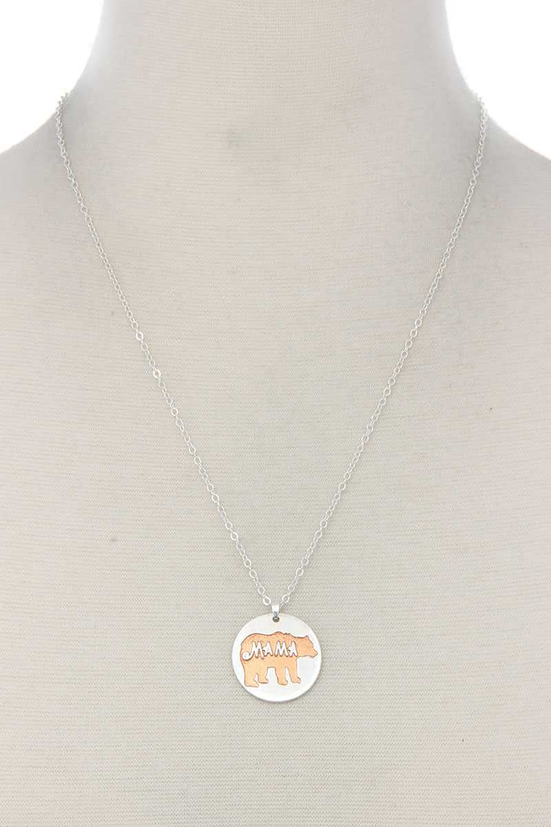 Mama Bear Circle Pendant Necklace