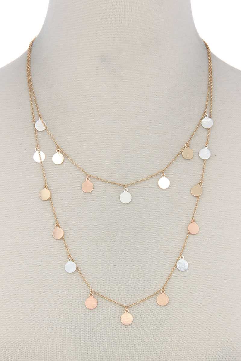Coin Dangle Metal Layered Necklace