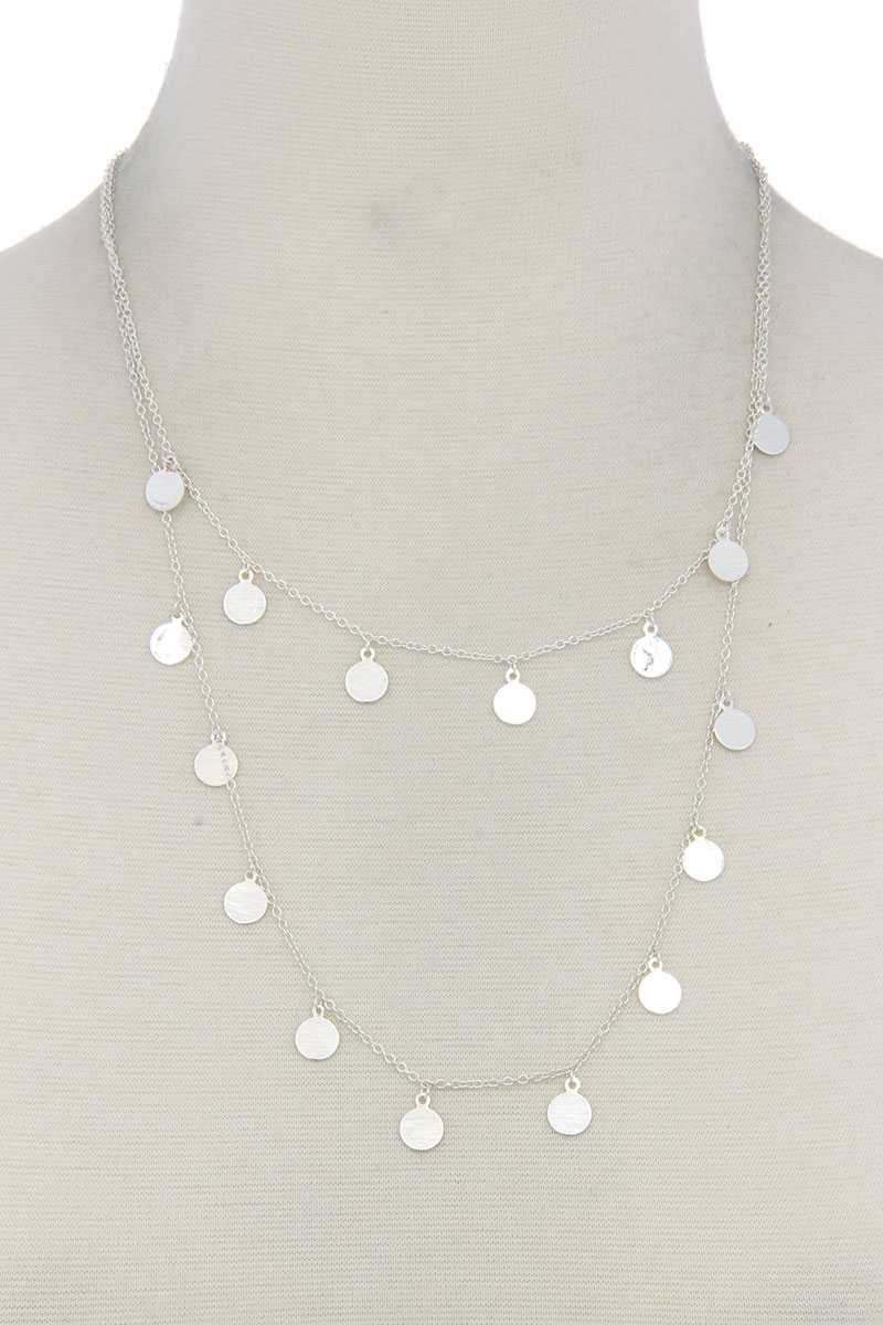 Coin Dangle Metal Layered Necklace