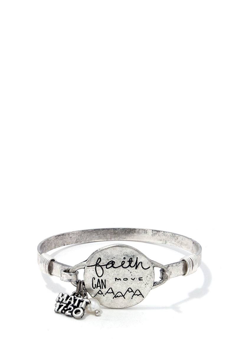 Faith Can Move Mountains Metal Bracelet