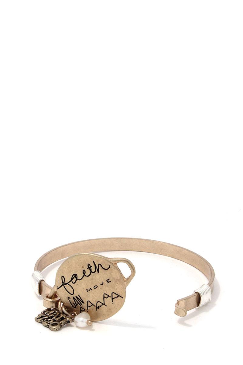 Faith Can Move Mountains Metal Bracelet