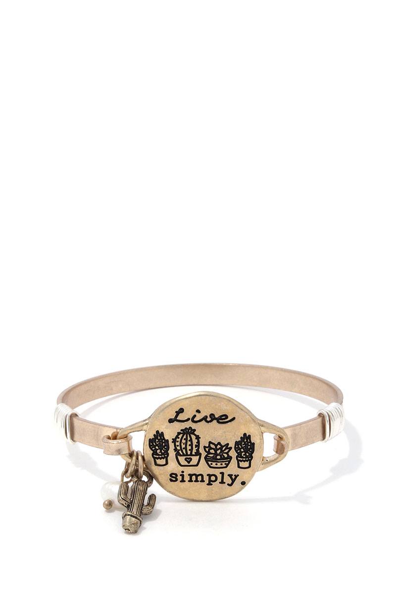Live Simply Cactus Charm Metal Bracelet