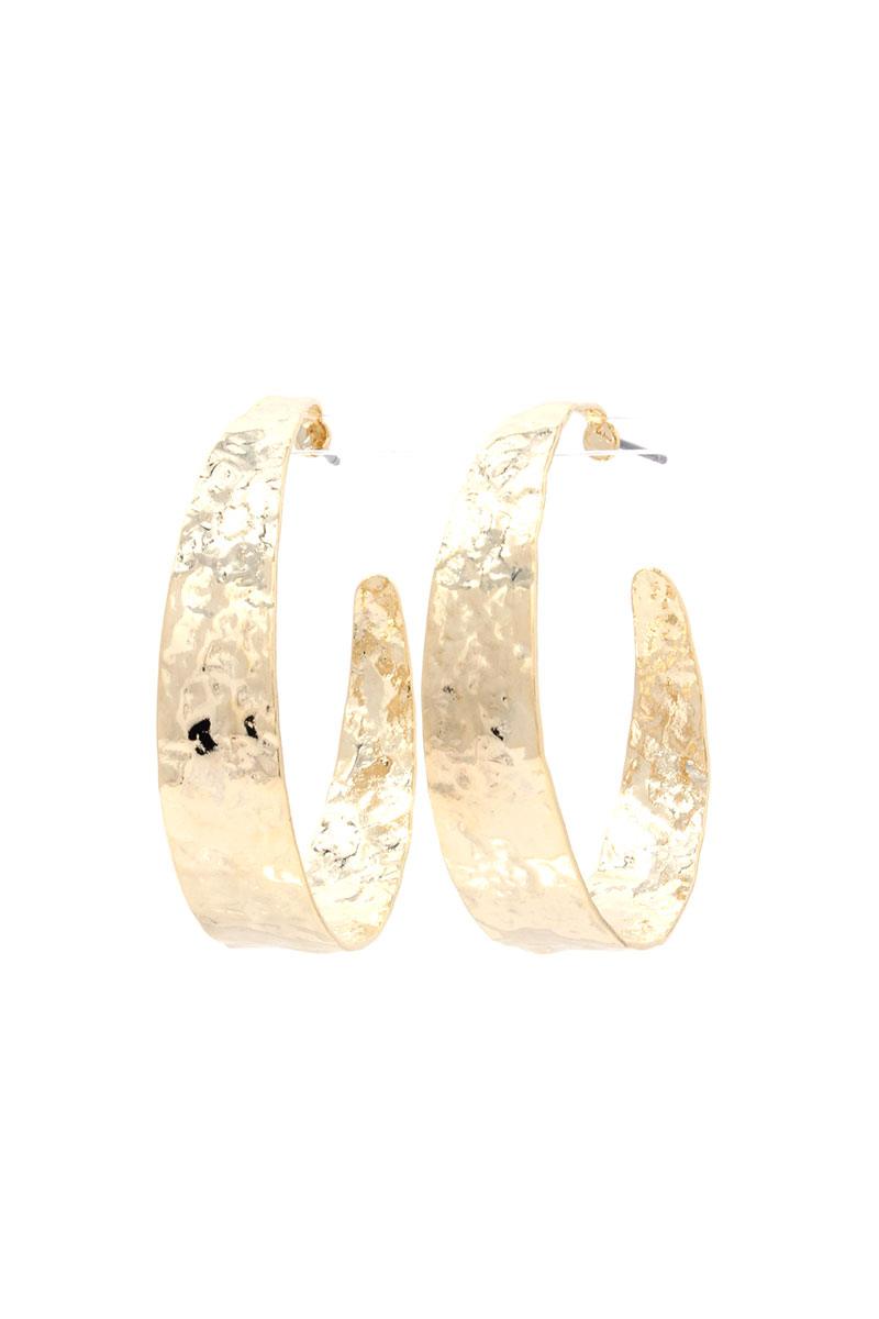 Hammered Wide Open Circle Drop Earring