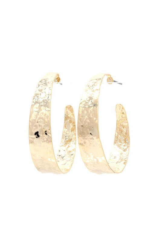 Hammered Wide Open Circle Drop Earring