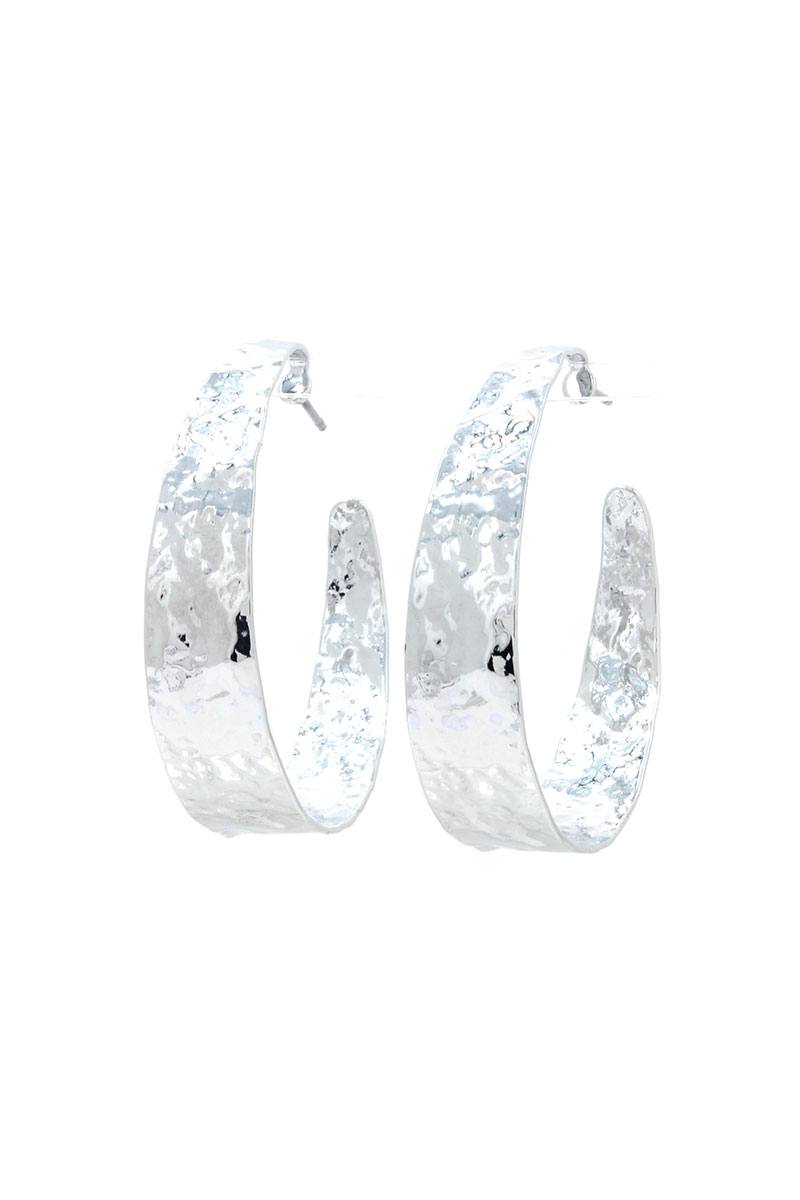 Hammered Wide Open Circle Drop Earring