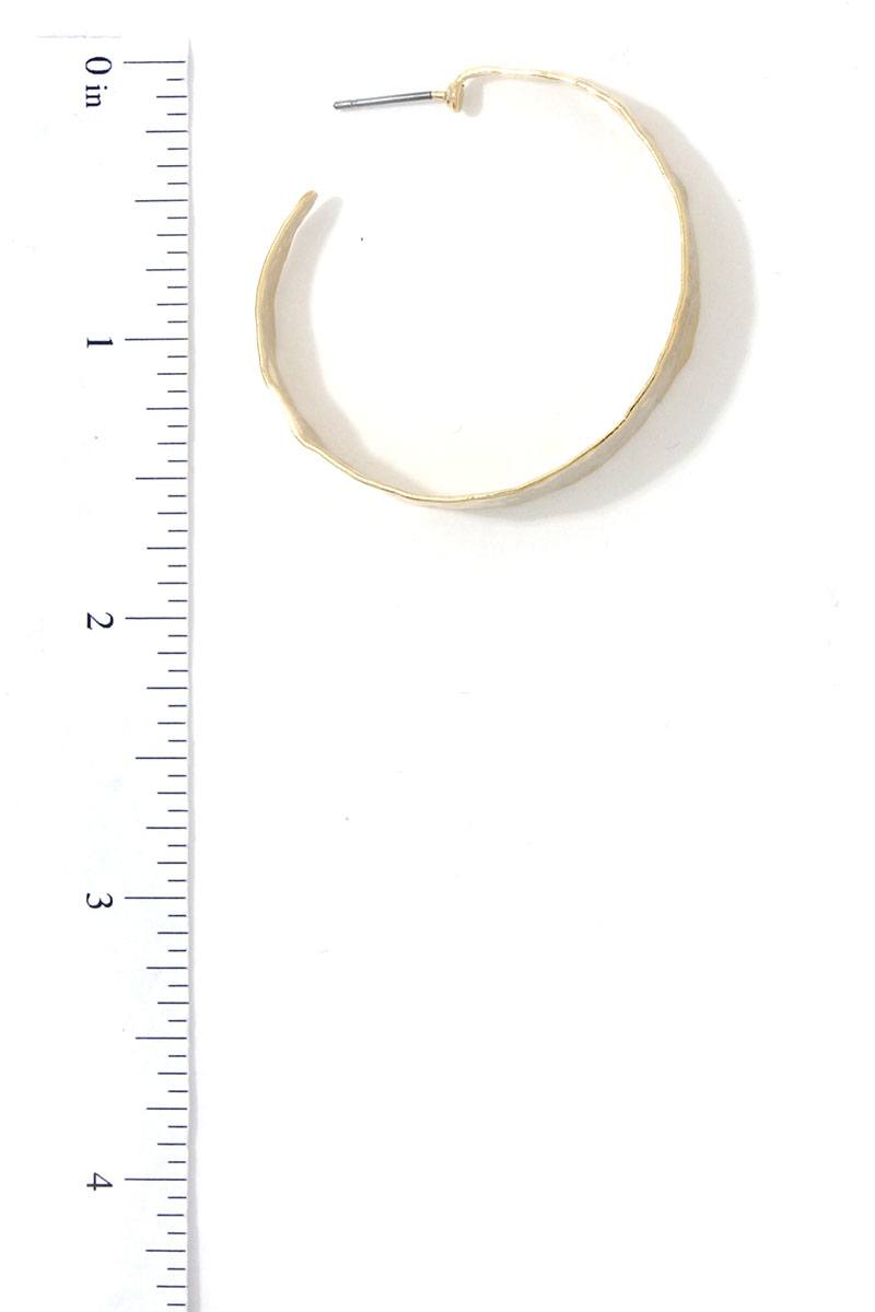 Hammered Wide Open Circle Drop Earring