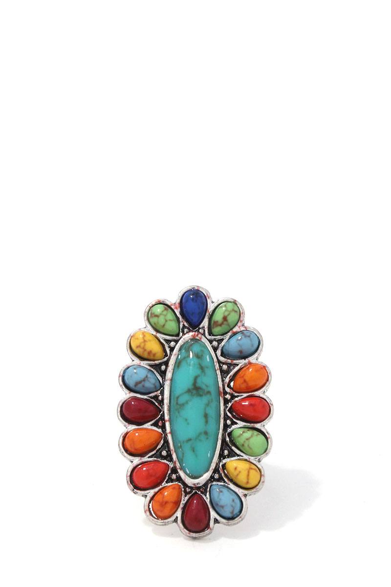 Oval Shape Bead Metal Ring