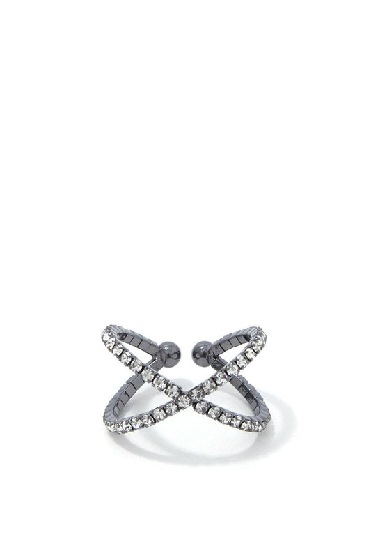 Criss Cross Rhinestone Ring